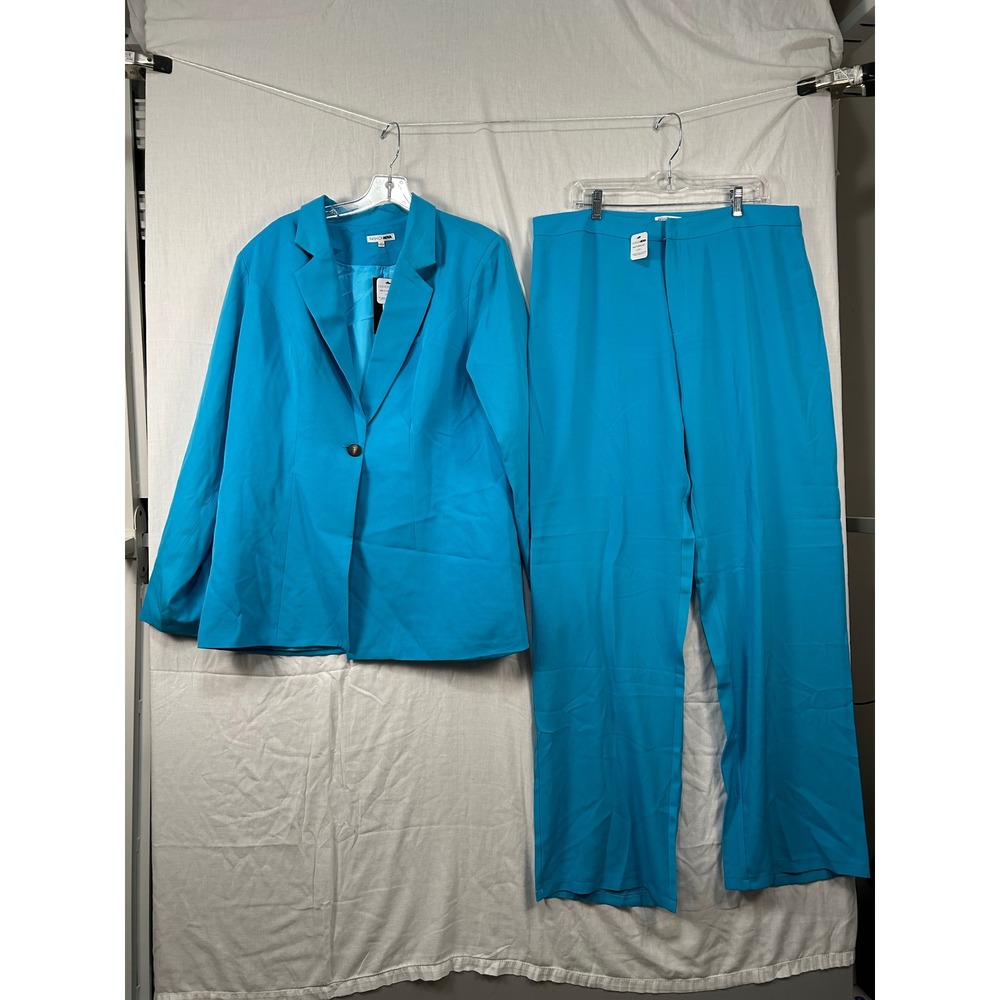 NWT Fashion Nova Blazer Pant Set Aqua Blue 1X #2300 - Picture 1 of 16
